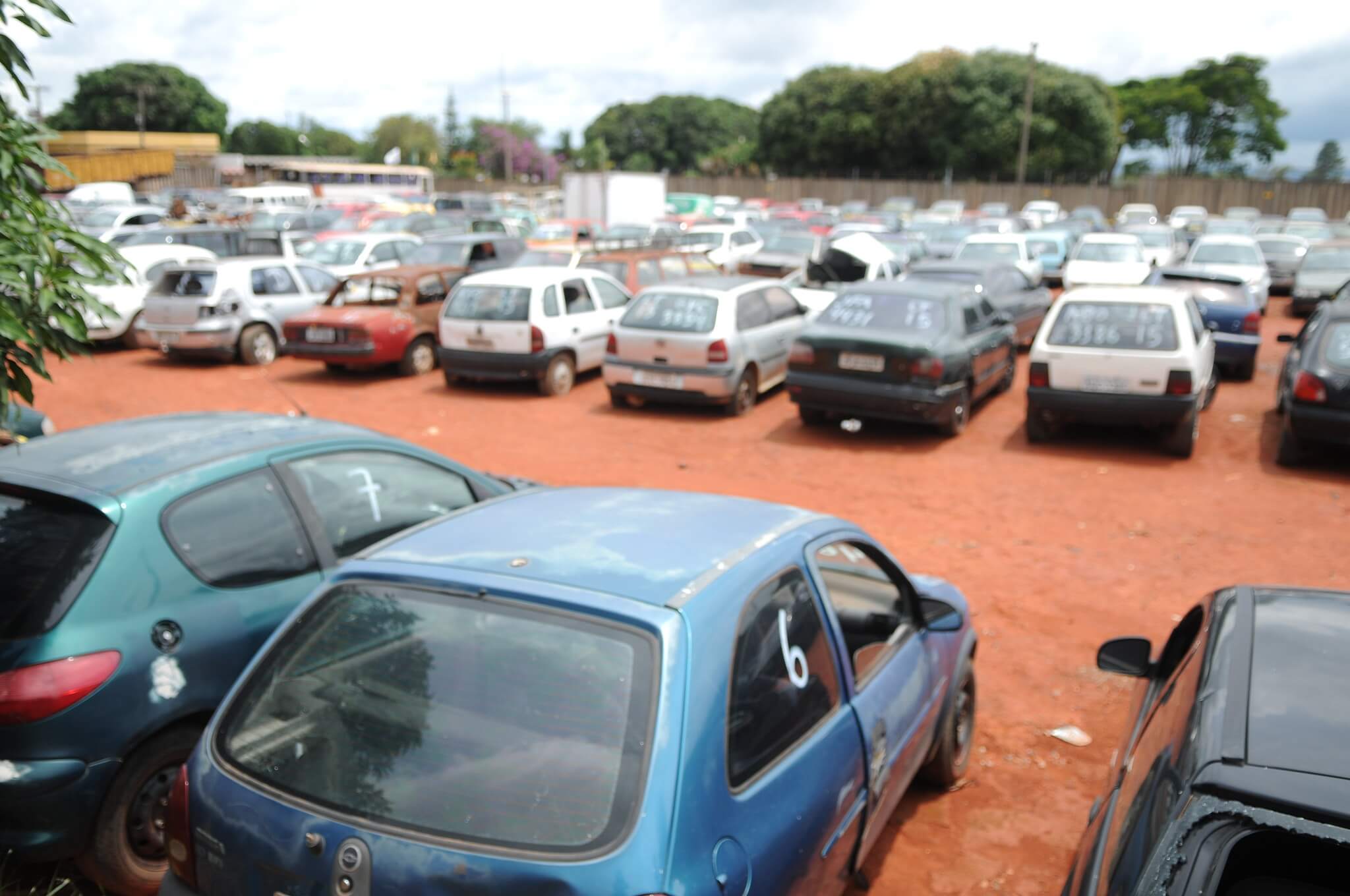 carros de leilão, pátio